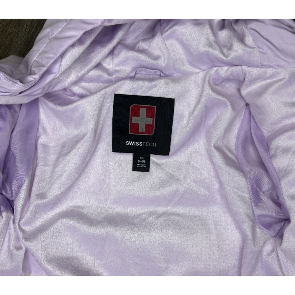 Swiss Tech Girls Lavender Fleece Lined Puffer Winter Coat Jacket Sz 4/5 XS - Picture 2 of 4